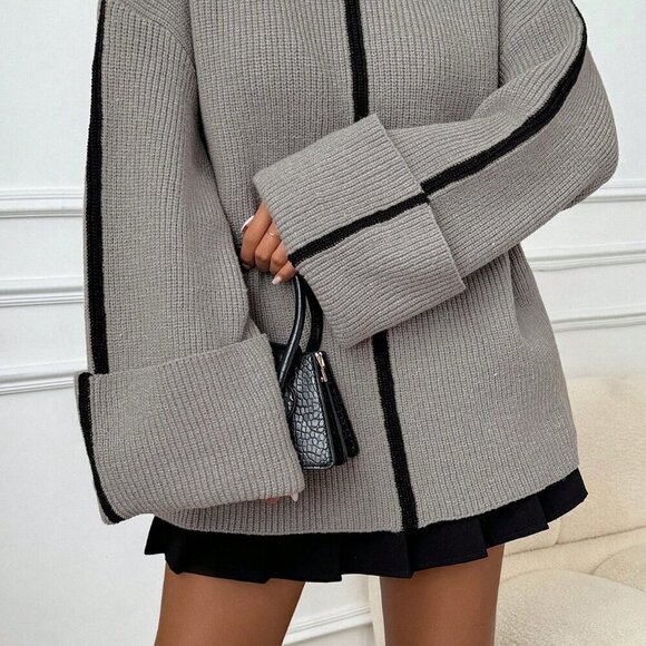 Fall Winter Women's Casual Fold Cuff Turtleneck Sweater top - Picture 5 of 6